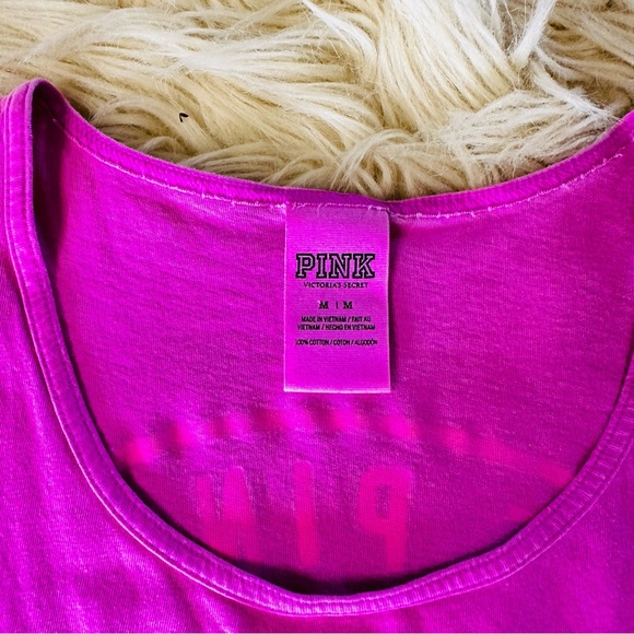 VS PINK neon logo tank top pocket tee - Picture 4 of 7